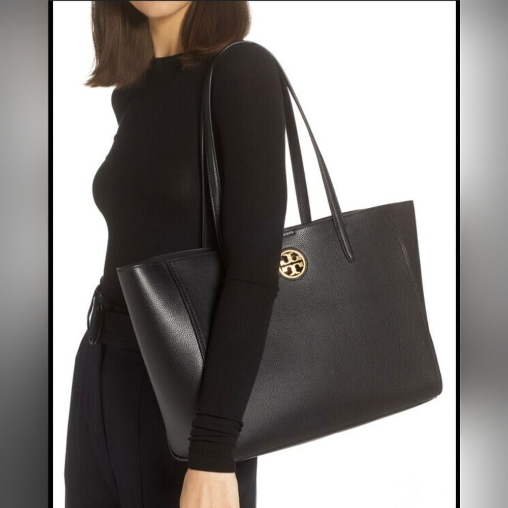 NWOT! Tory Burch Carson Black Leather Tote Bag - Picture 13 of 13